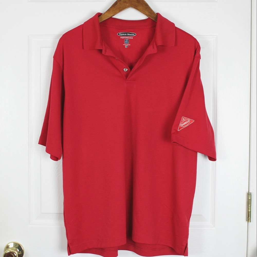 Pebble Beach Red Mens Polo Shirt Large L Nabisco